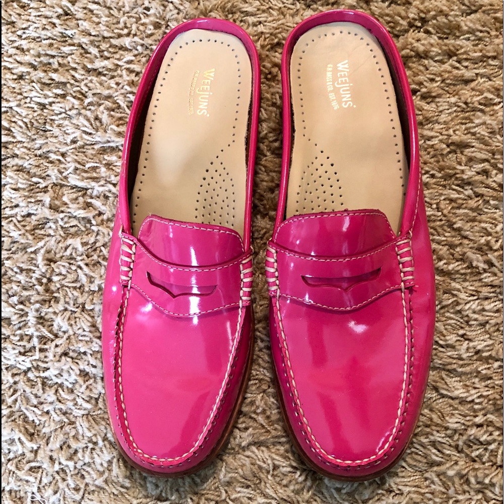 Hot pink patent mules, Bass weejuns